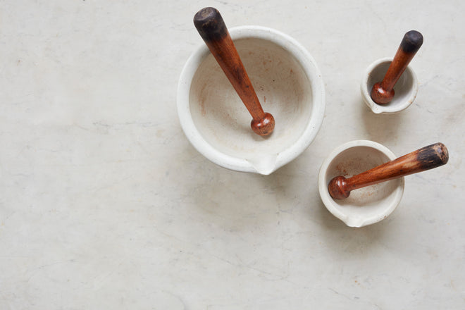 Antique Ceramic Pestle and Mortar Set