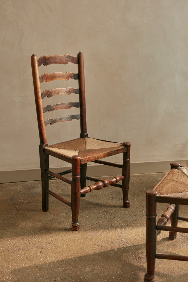 19th Century Oak Ladder Back Dining Chairs