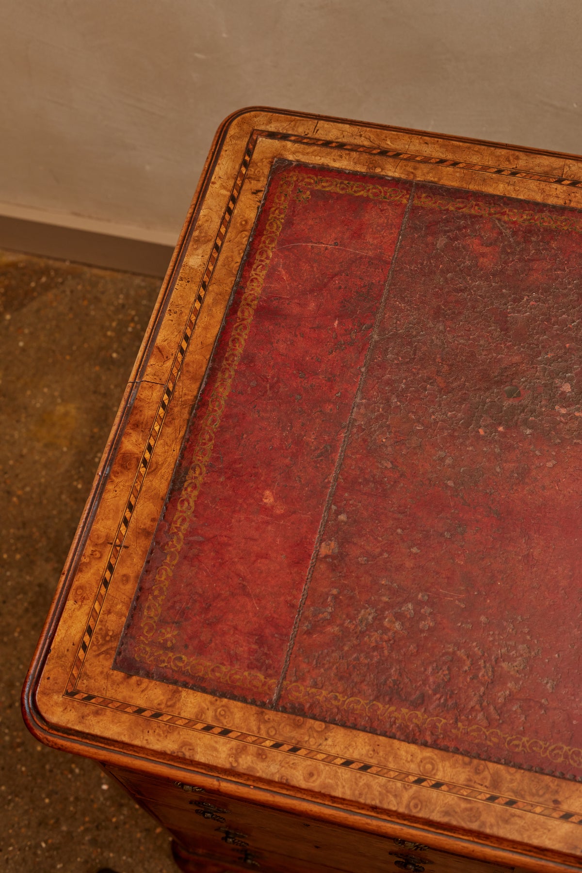 Burl Walnut Kneehole Desk