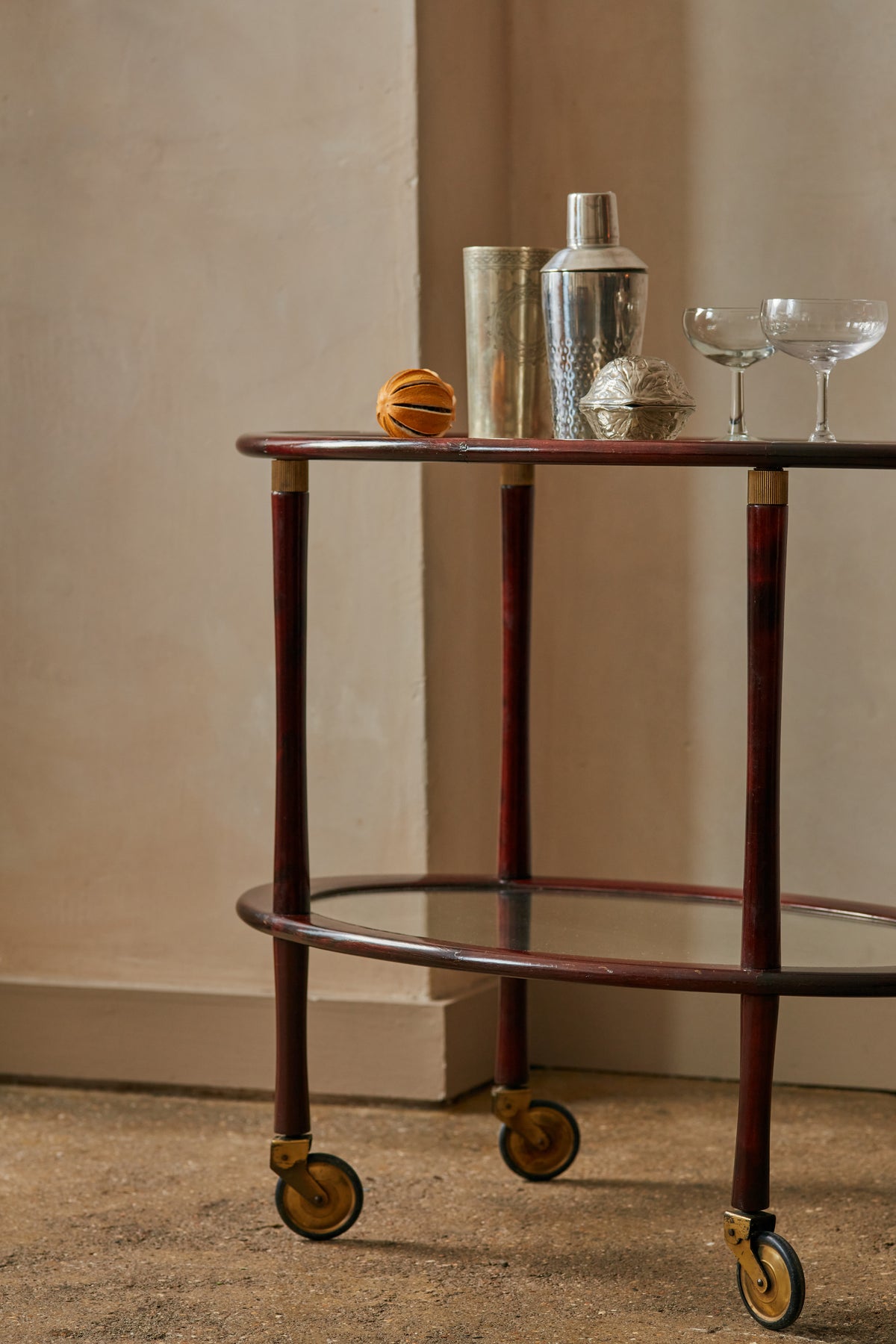 Timber and Brass Drinks Trolley by Paolo Buffa