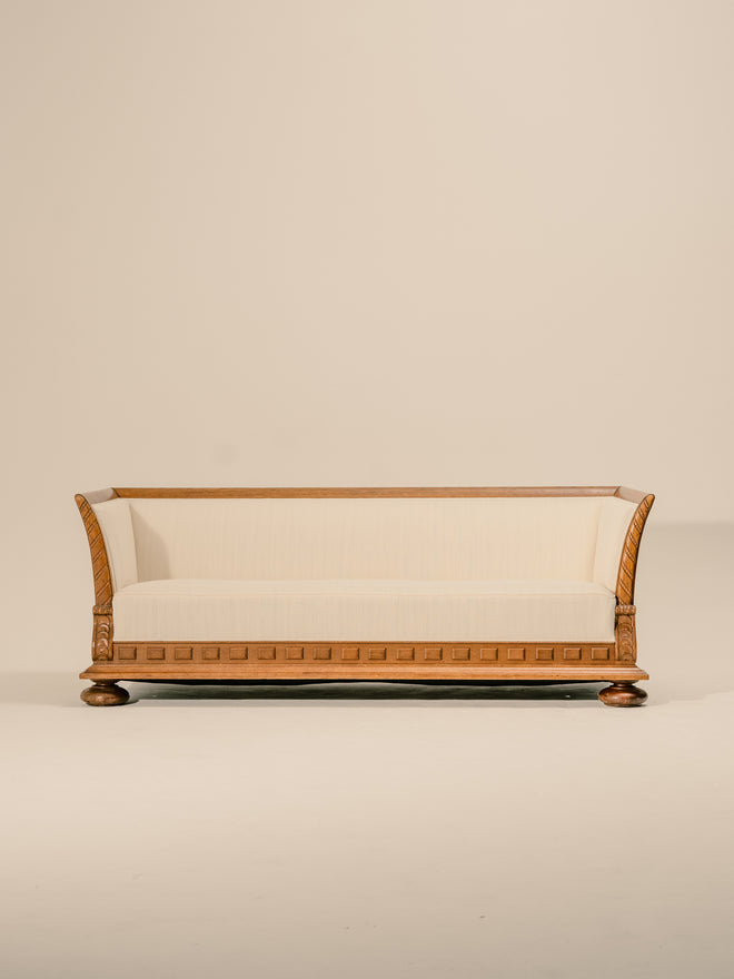 Mid 20th Century Timber Framed Splay Arm Sofa