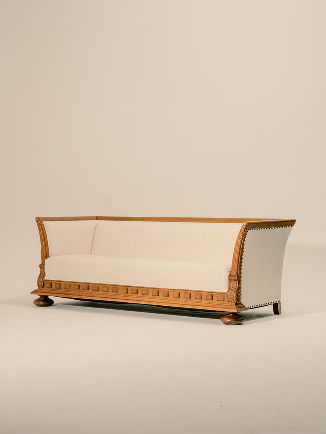 Mid 20th Century Timber Framed Splay Arm Sofa