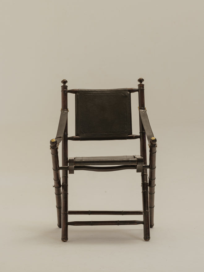 Folding Leather Safari Chair