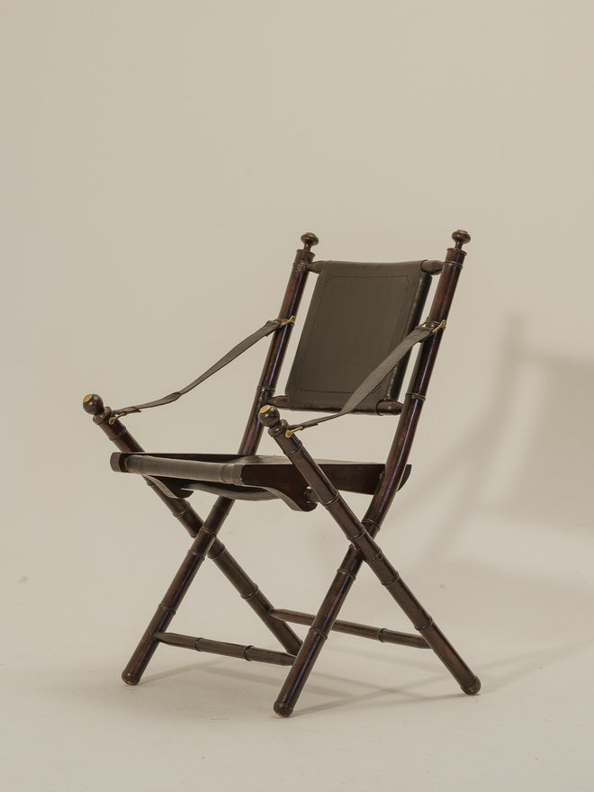 Folding Leather Safari Chair