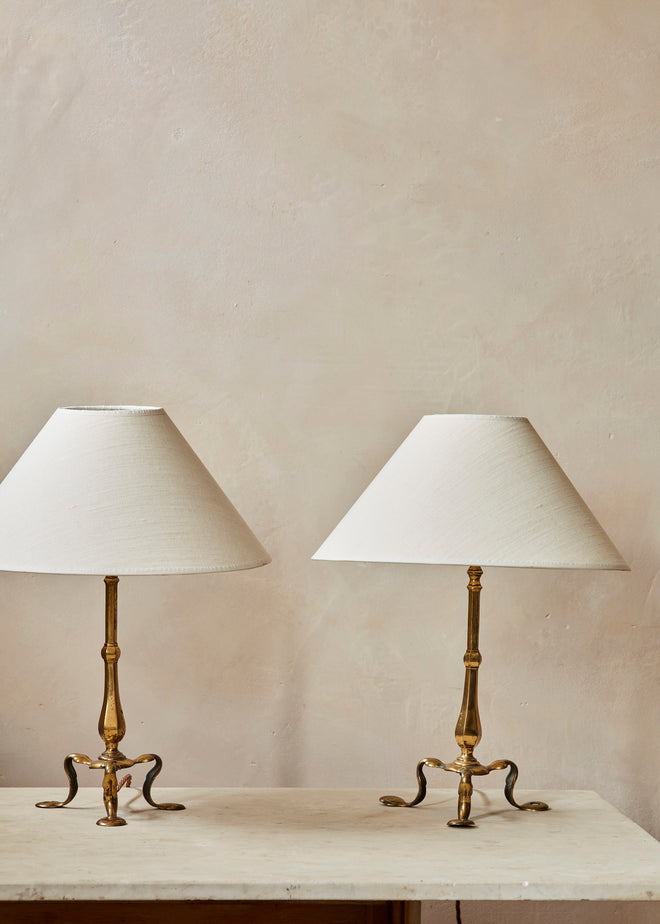 A Pair of Arts & Crafts Pullman Coach Brass Table Lamps