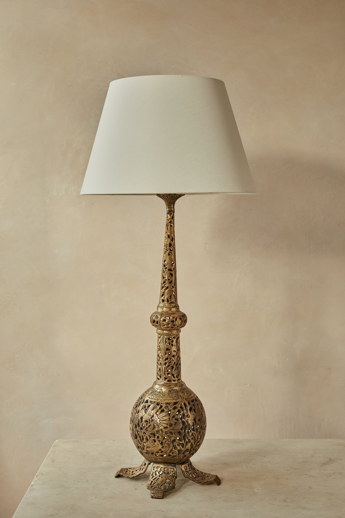 A Pair of Ornate Brass Gourd Lamp Bases