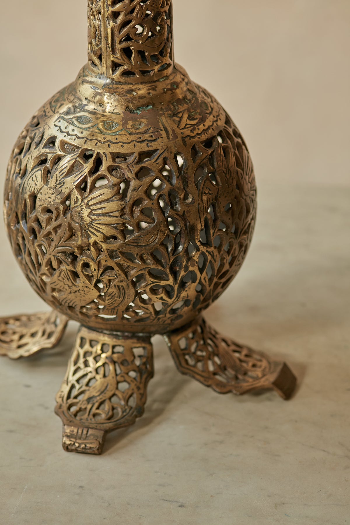 A Pair of Ornate Brass Gourd Lamp Bases