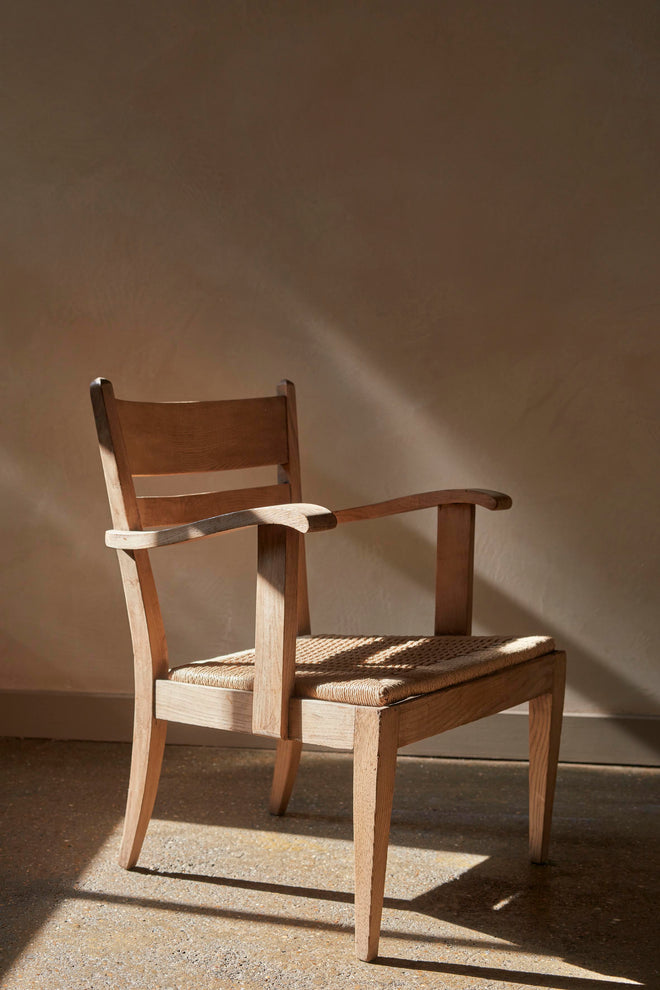 Mid-Century French Chair with Papercord Seat