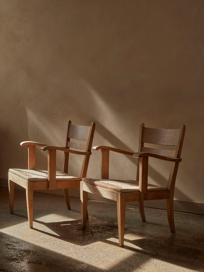 Mid-Century French Chairs with Papercord Seats