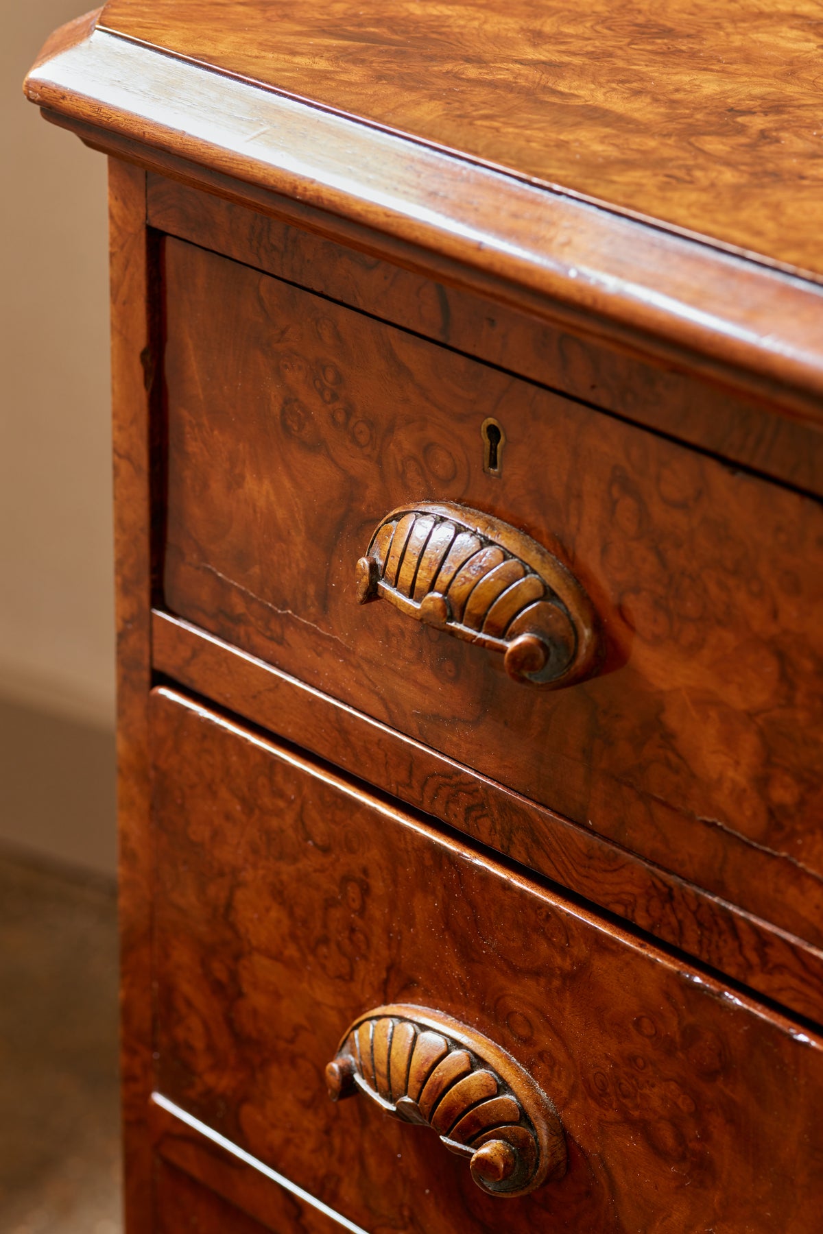 A Pair of Mid Century Burr Bedside Tables