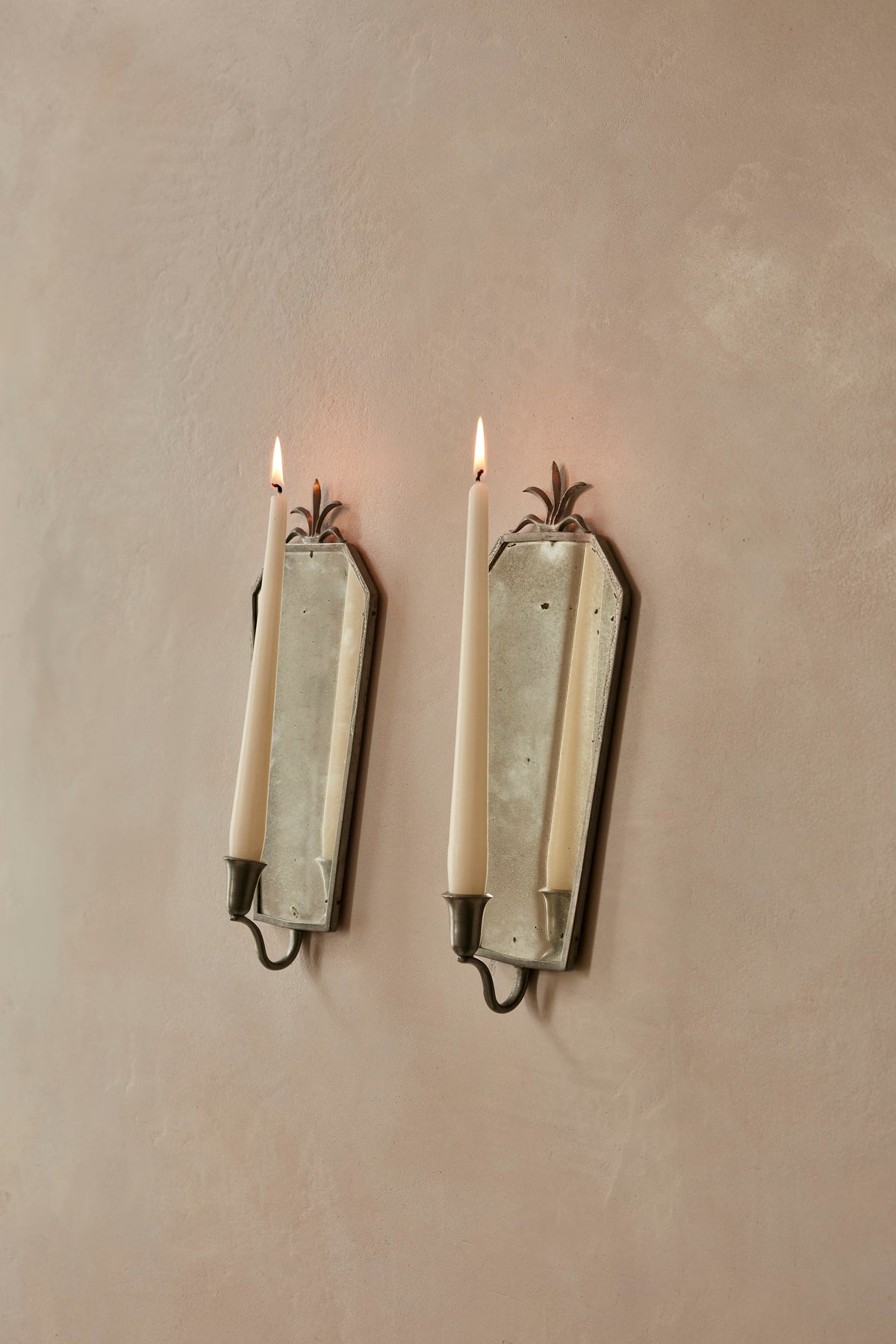 A Pair of Antique Swedish Mirrored Wall Candle Sconces