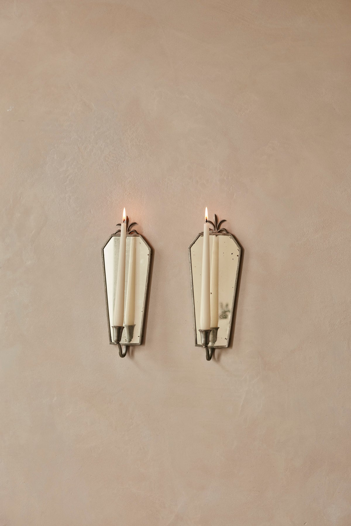 A Pair of Antique Swedish Mirrored Wall Candle Sconces