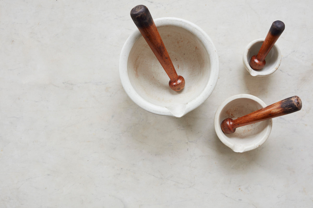 Antique Ceramic Pestle and Mortar Set
