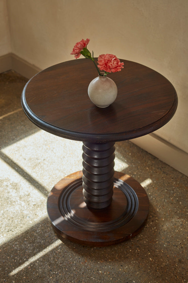 Charles Dudouyt Inspired Oak Gueridon Side Table