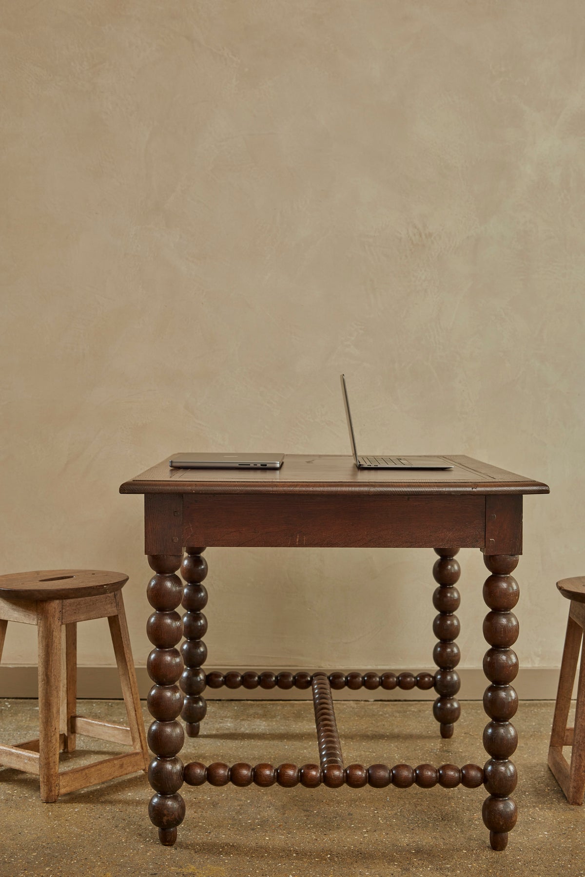An Oak Louis XIII Bobbin Legged Desk