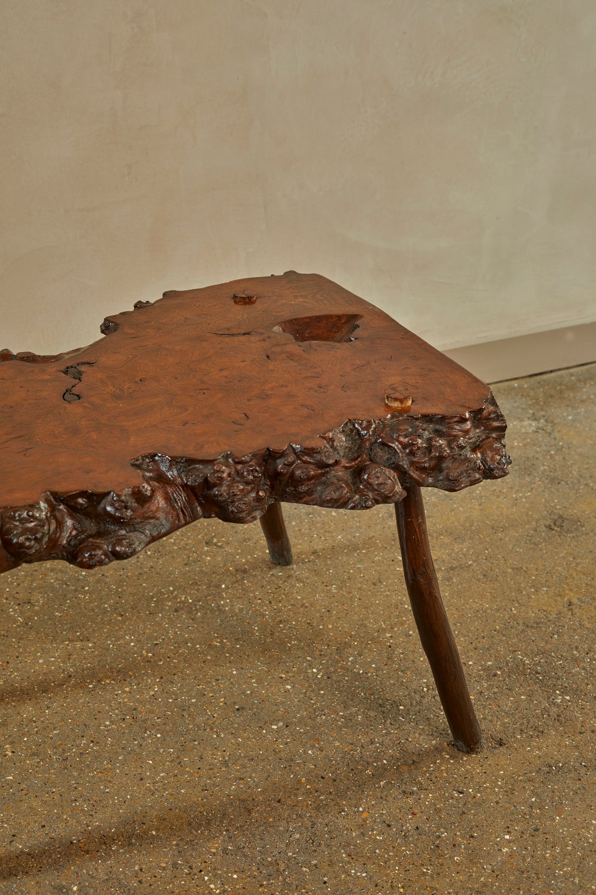 Brutalist Burl Coffee Table