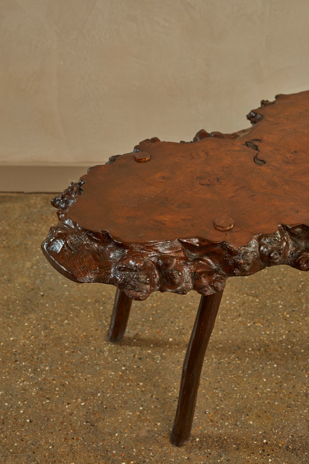 Brutalist Burl Coffee Table