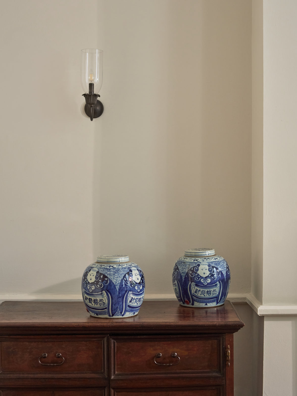 Pair of Blue & White Ginger Jars