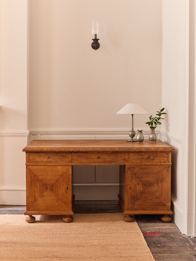 Pedestal Writing Desk on Bun Feet