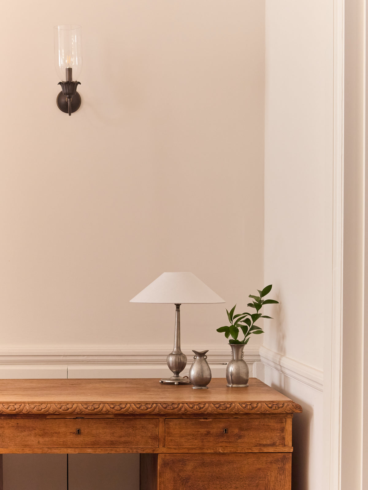 Pedestal Writing Desk on Bun Feet