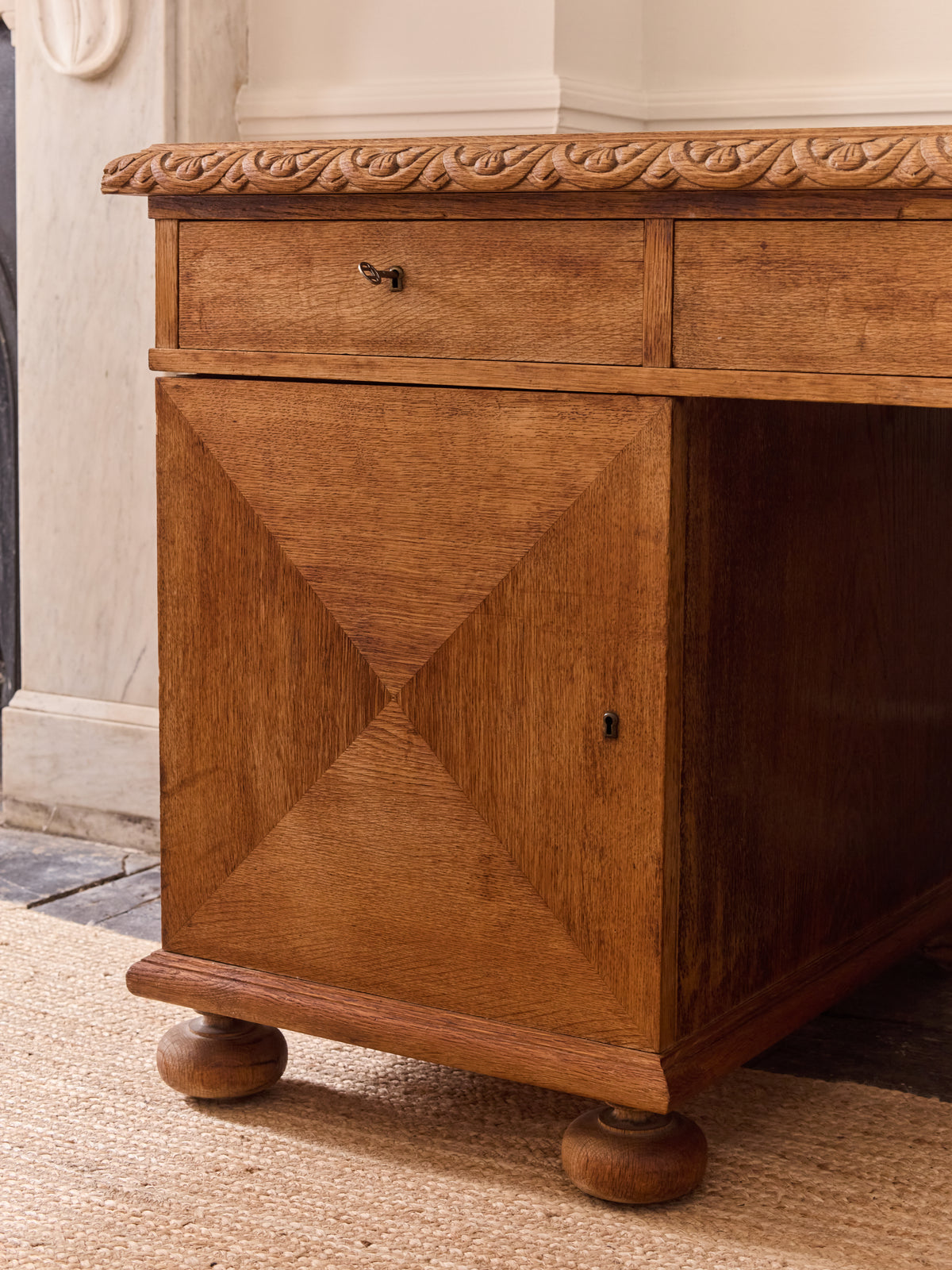 Pedestal Writing Desk on Bun Feet