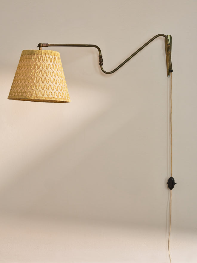 Mid-Century Danish Brass Swing-Arm Wall Lamp