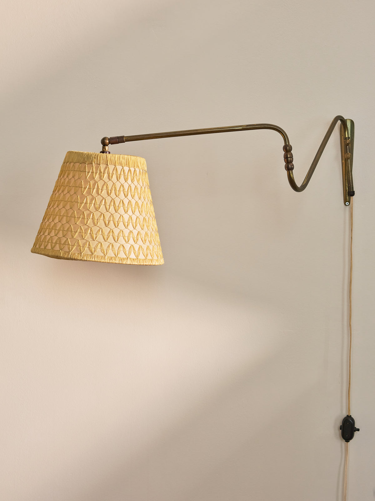 Mid-Century Danish Brass Swing-Arm Wall Lamp