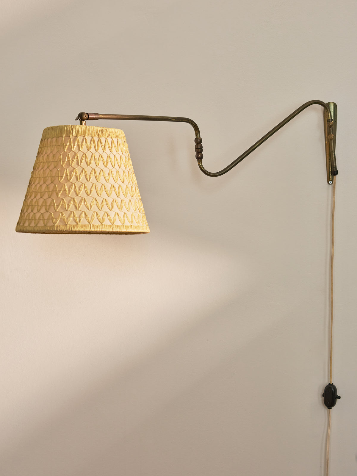 Mid-Century Danish Brass Swing-Arm Wall Lamp