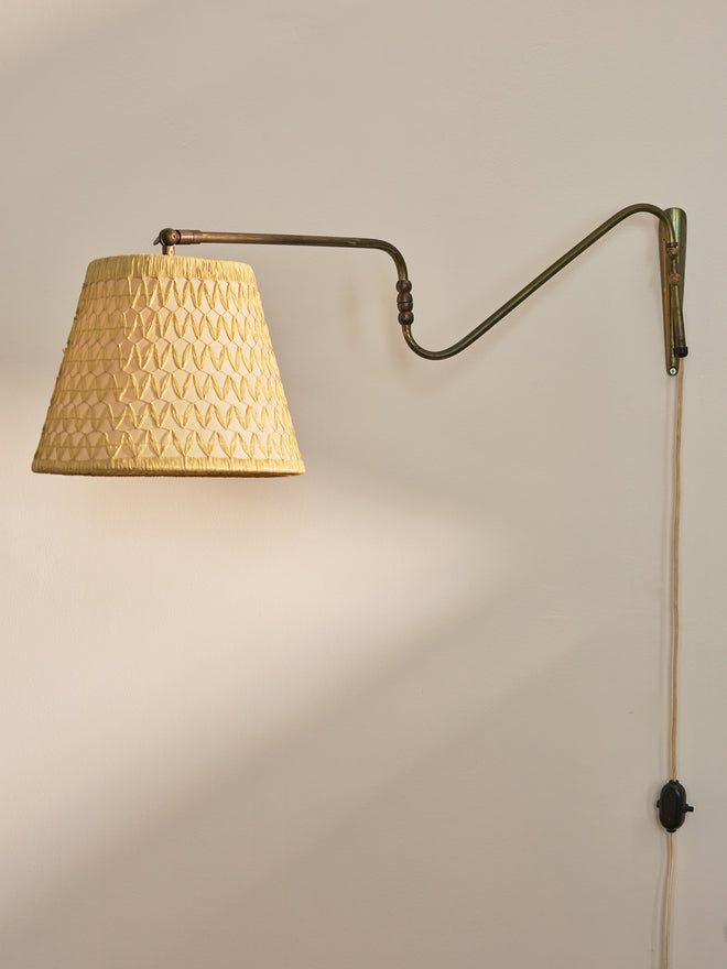 Mid-Century Danish Brass Swing-Arm Wall Lamp
