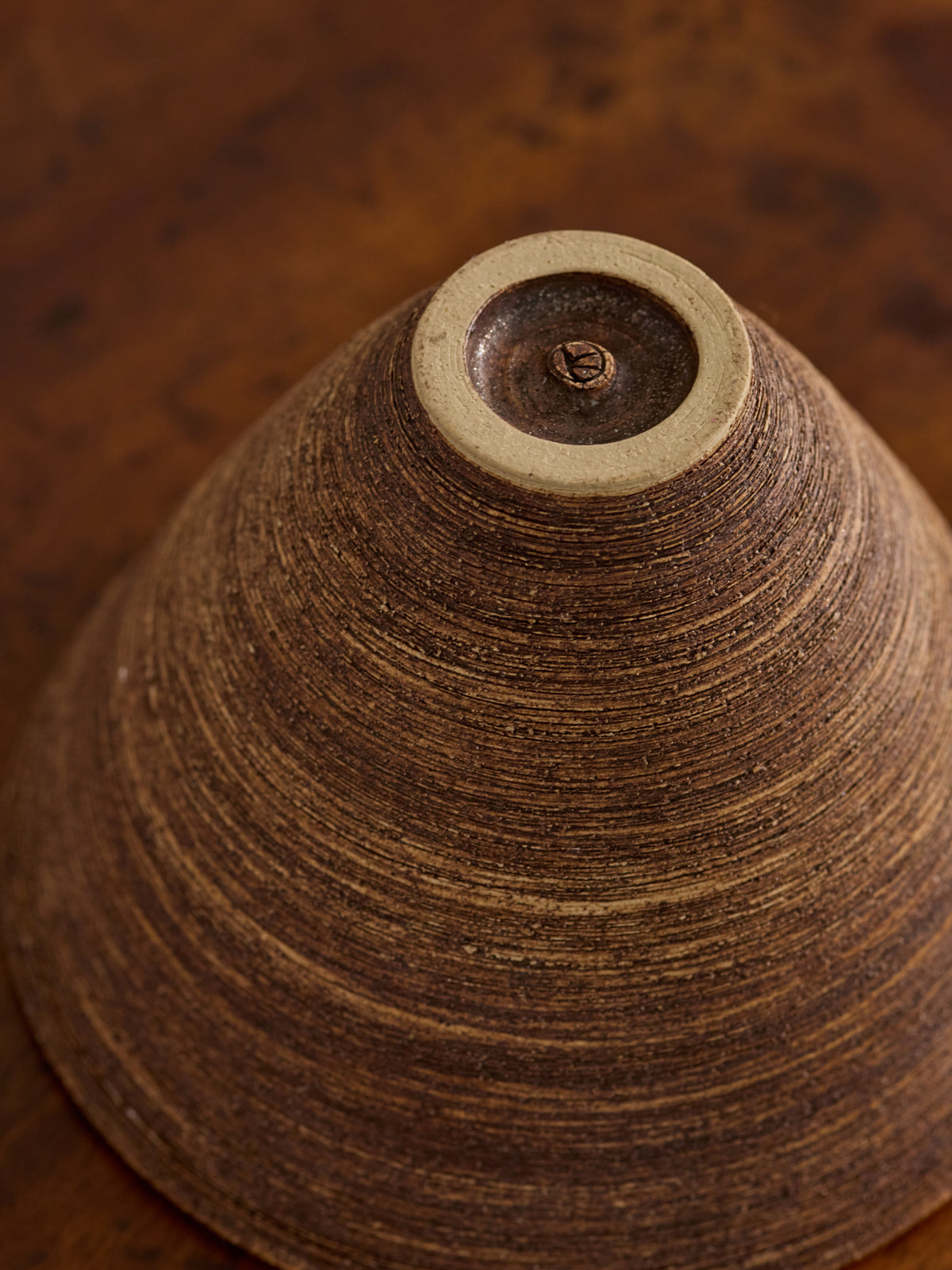 A Fluted Ceramic Bowl with Red Glazed Interior