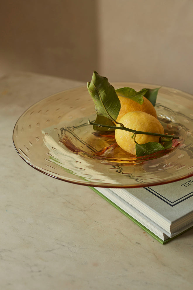 A large Early 20th Century Amber Glass Centrepiece