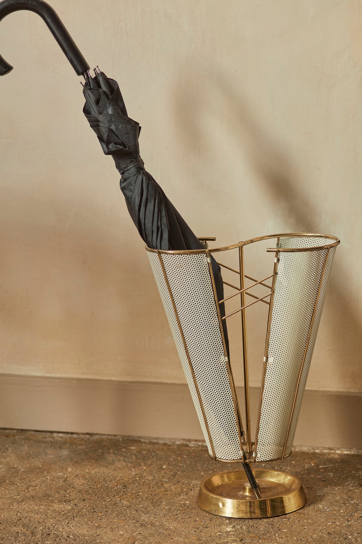 1950's Brass Umbrella Stand by Mathieu Mategot