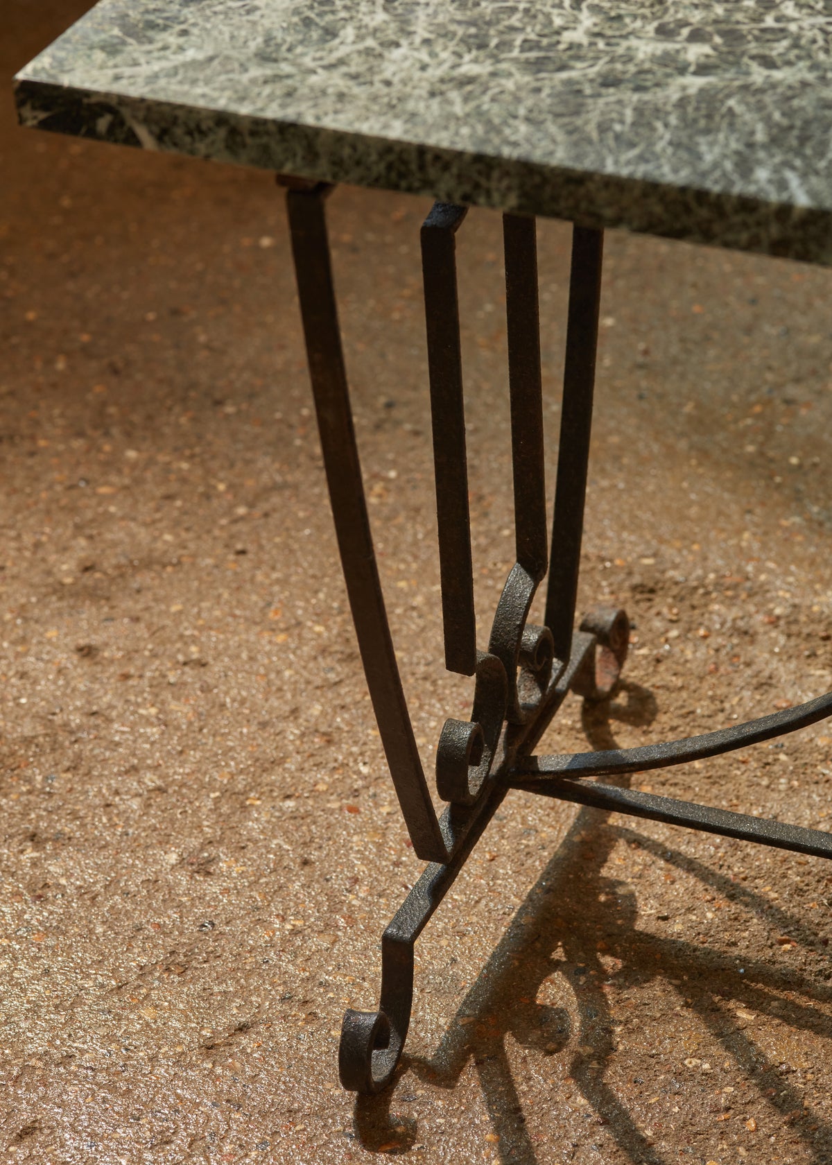 Decorative Ironwork Table with Marble Top