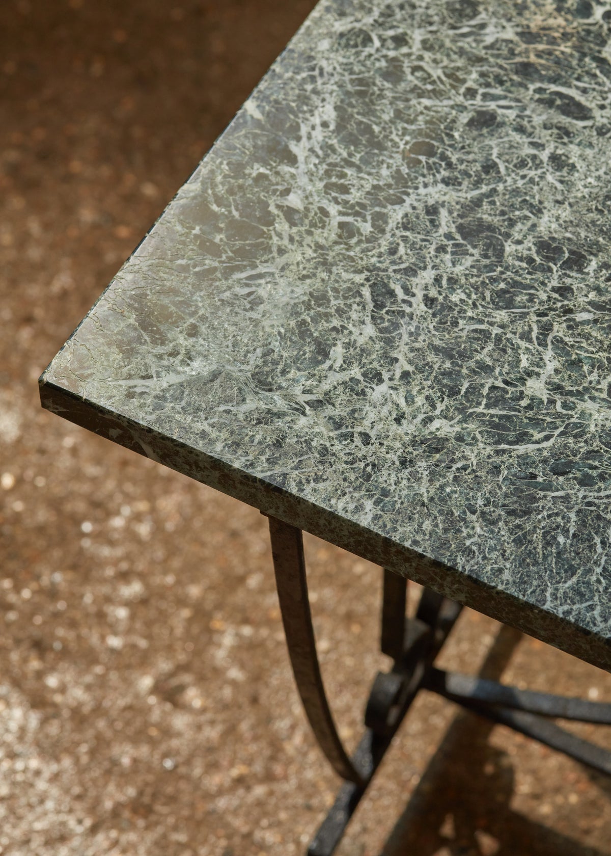 Decorative Ironwork Table with Marble Top
