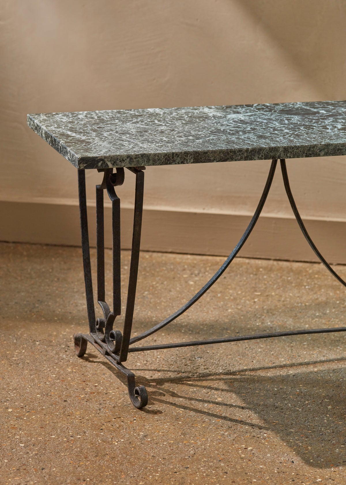 Decorative Ironwork Table with Marble Top