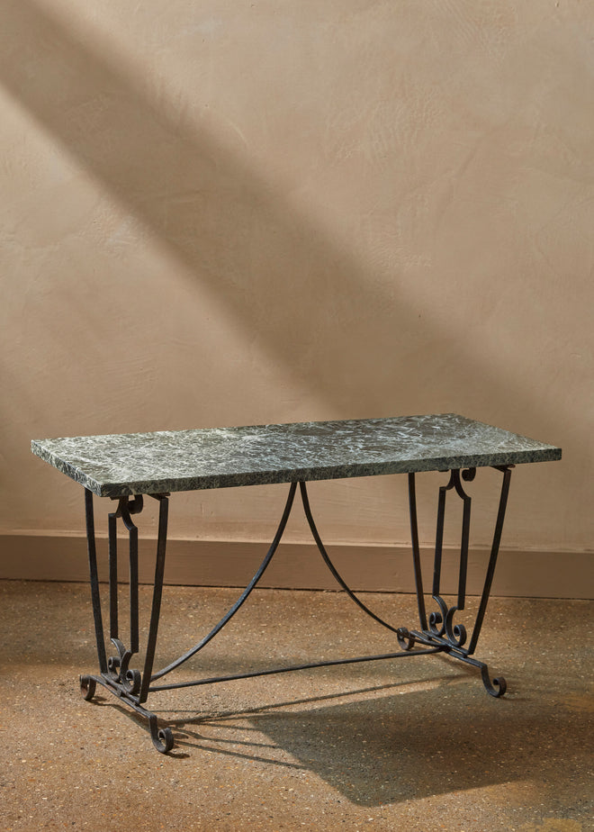 Decorative Ironwork Table with Marble Top