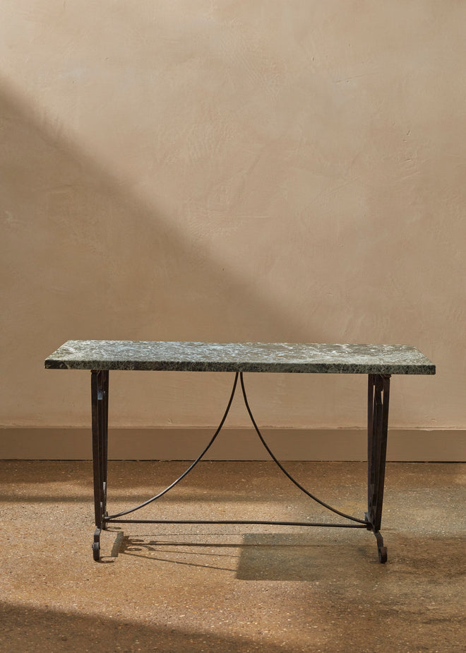 Decorative Ironwork Table with Marble Top