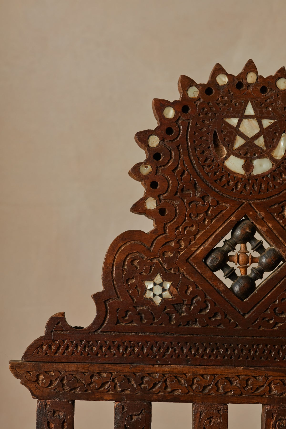A Sculptural Inlaid Islamic Marriage Chair