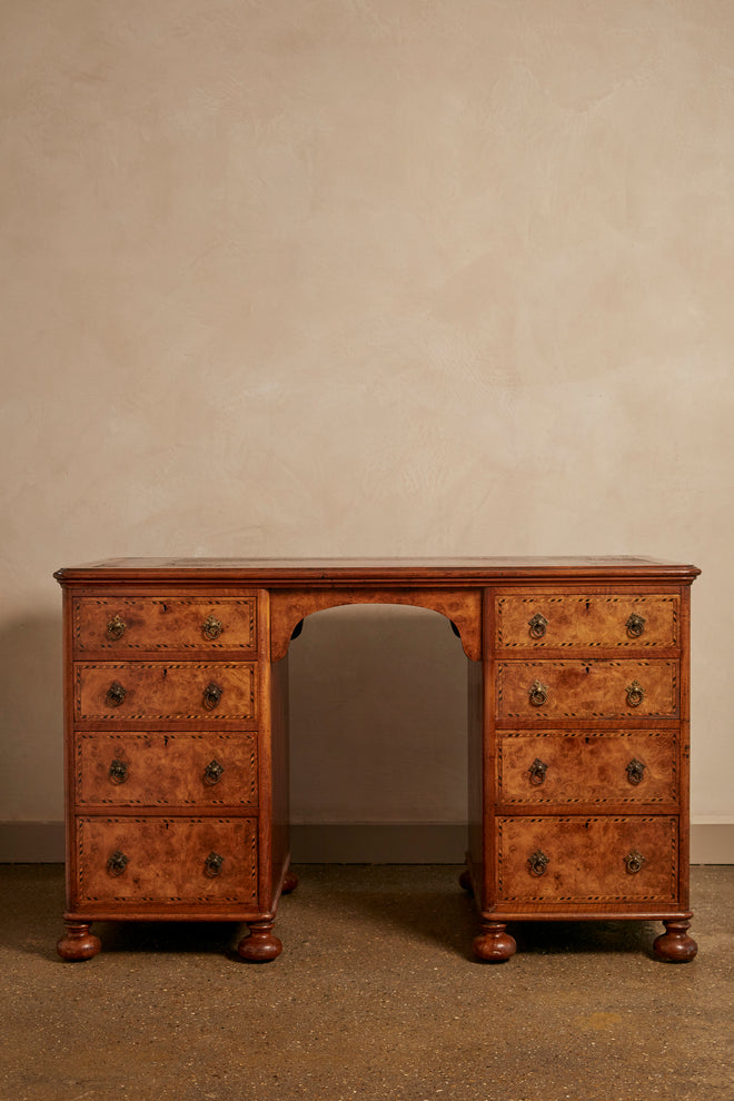 Burl Walnut Kneehole Desk