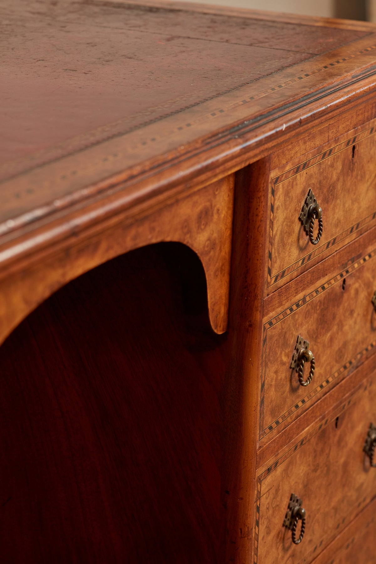 Burl Walnut Kneehole Desk
