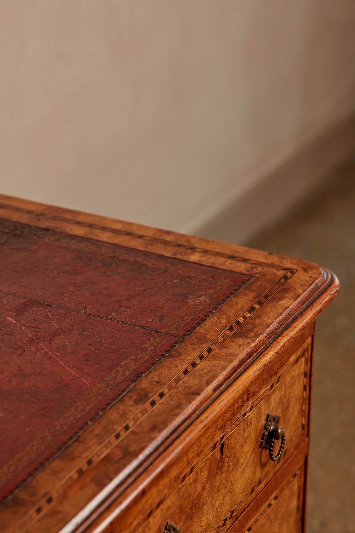 Burl Walnut Kneehole Desk