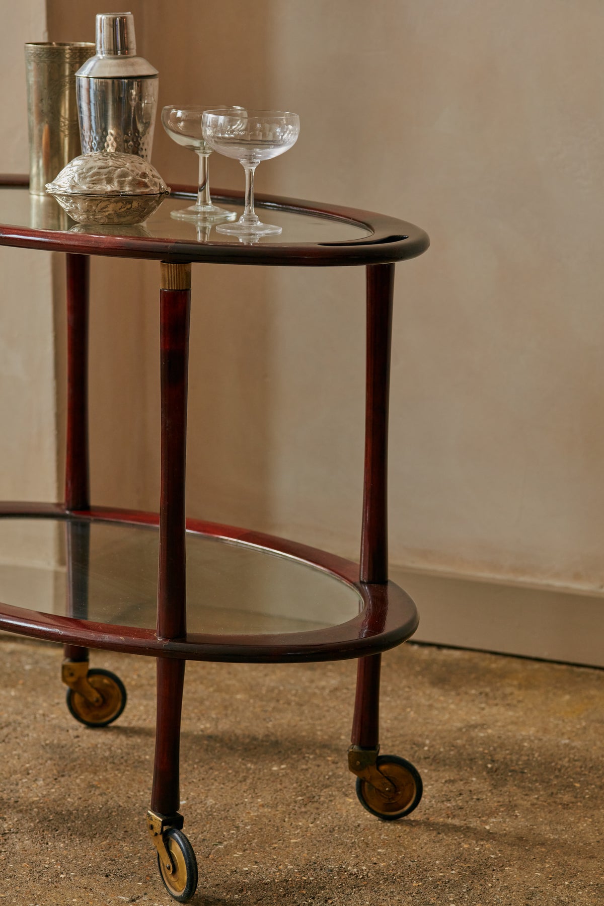 Timber and Brass Drinks Trolley by Paolo Buffa