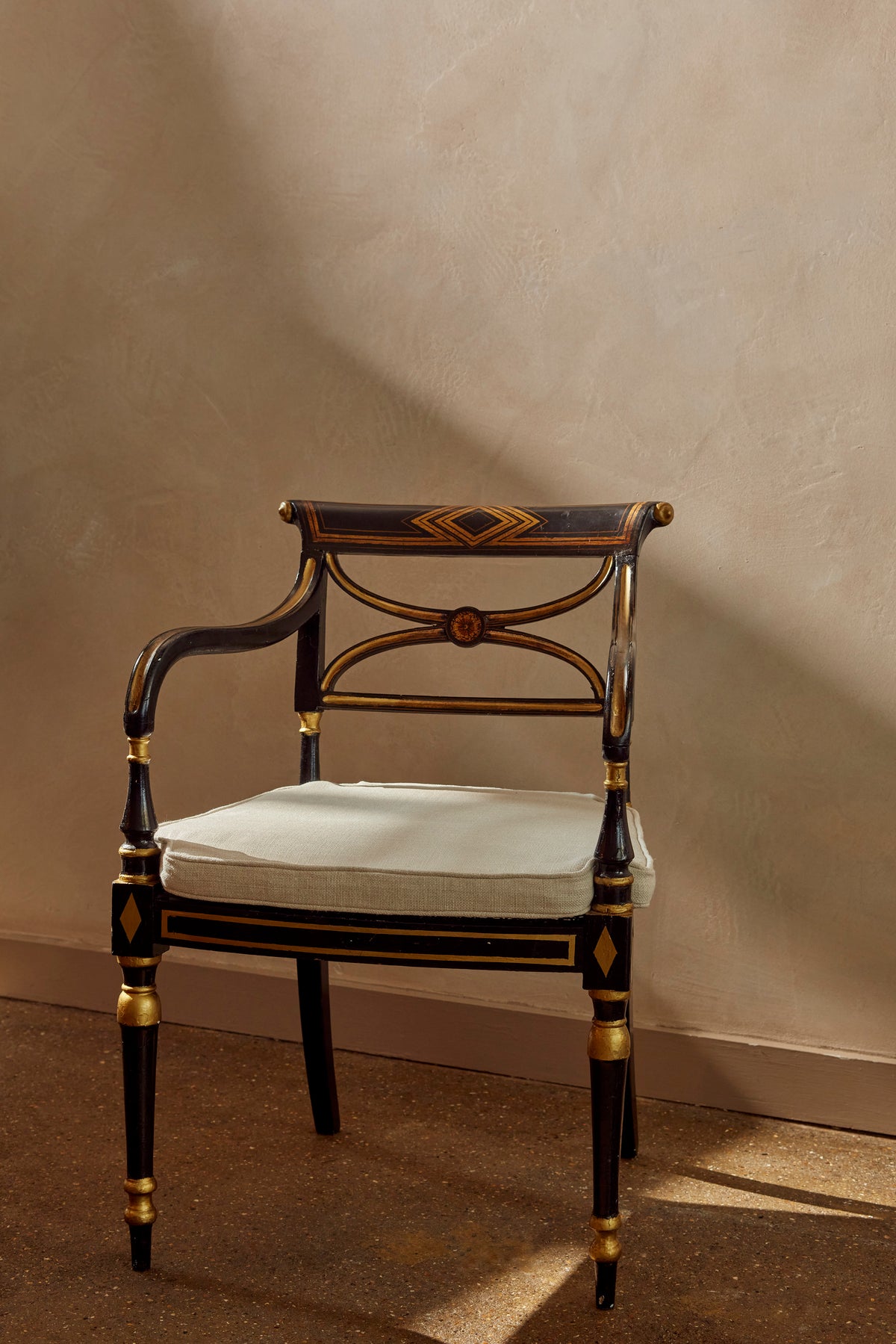 Regency armchair, black lacquered, around 1900