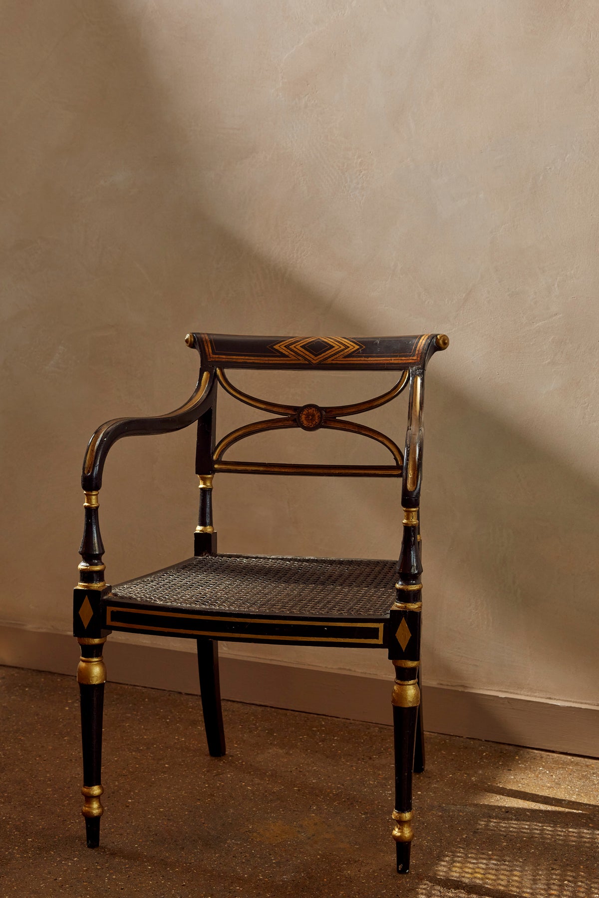 Regency armchair, black lacquered, around 1900