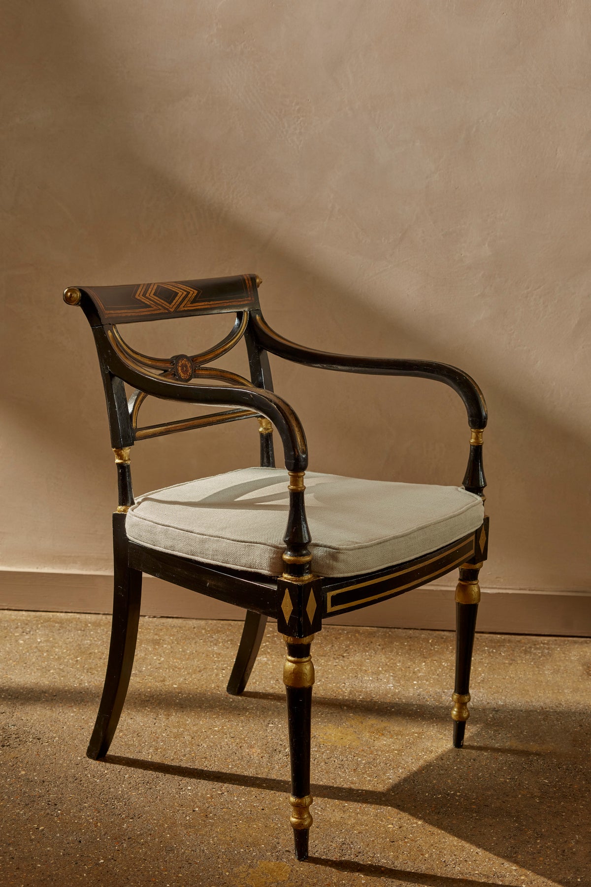 Regency armchair, black lacquered, around 1900