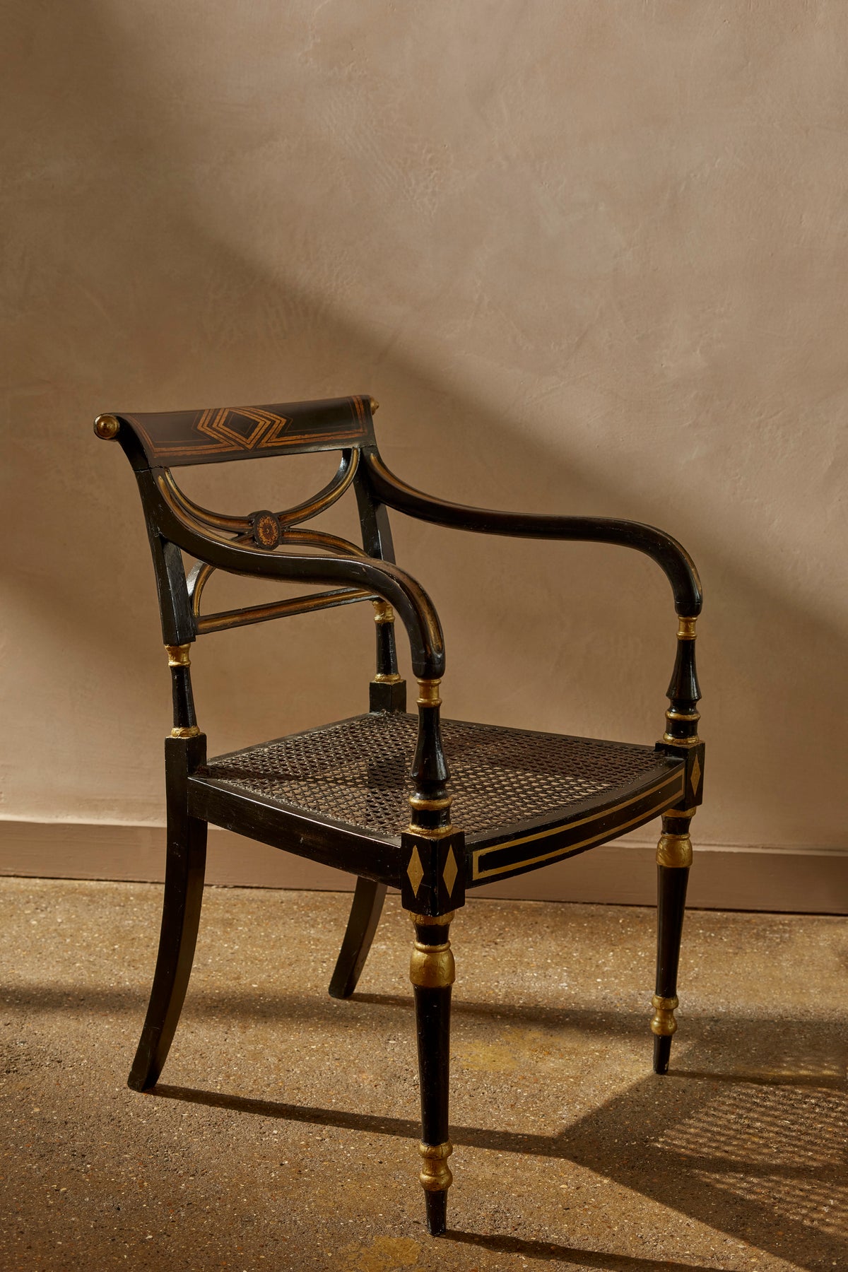 Regency armchair, black lacquered, around 1900