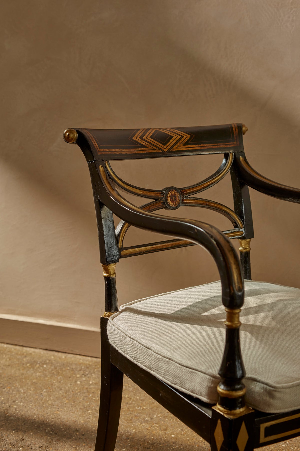 Regency armchair, black lacquered, around 1900