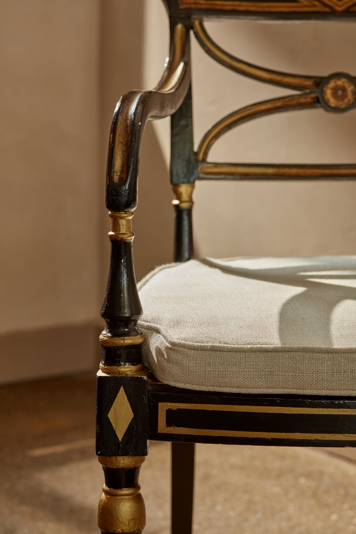 Regency armchair, black lacquered, around 1900