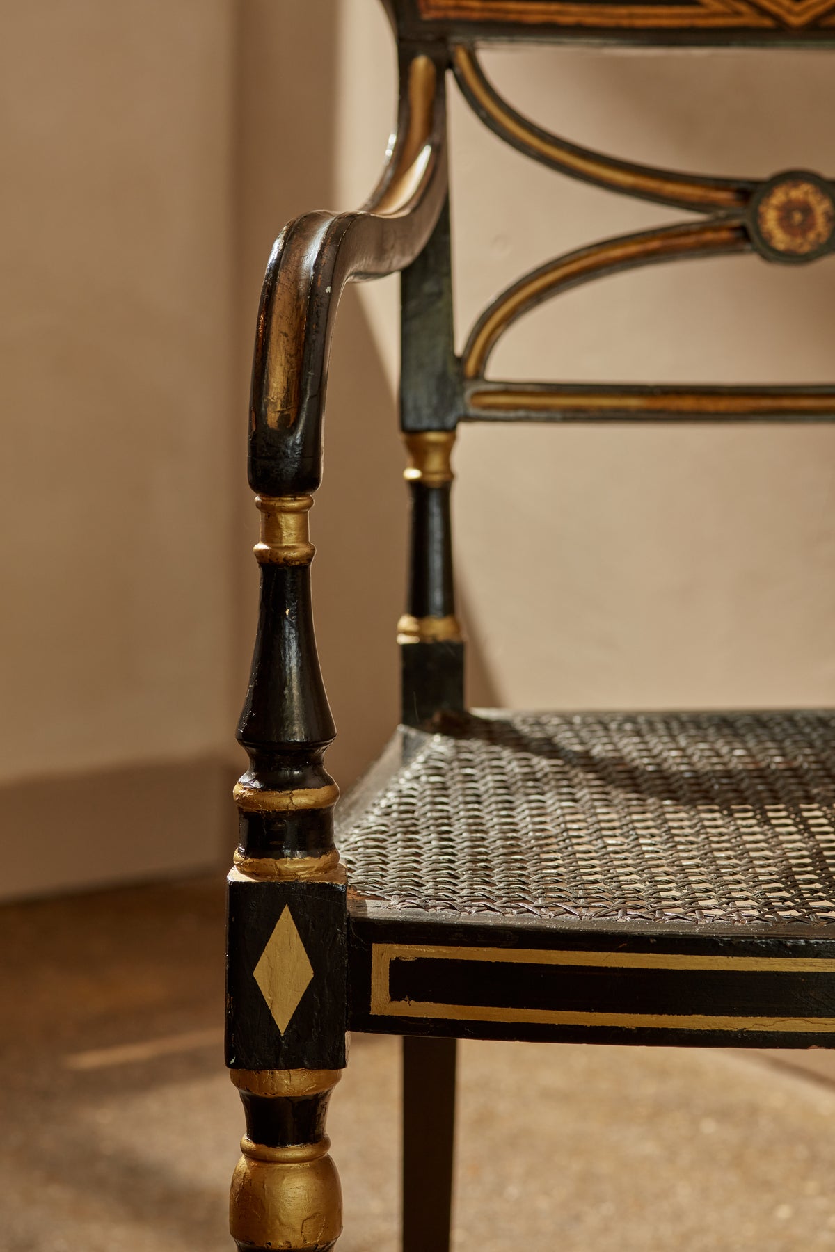 Regency armchair, black lacquered, around 1900