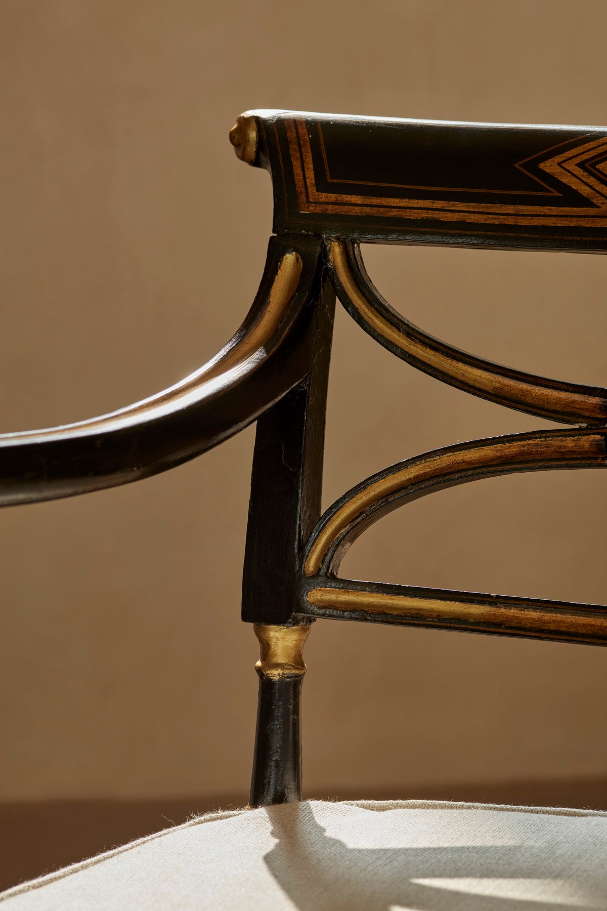 Regency armchair, black lacquered, around 1900